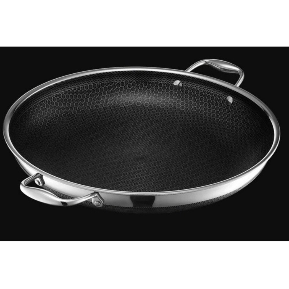 HexClad 14 Inch Hybrid Fry Pan with Lid Stainless Steel Nonstick Wok Style Pan - Picture 2 of 5